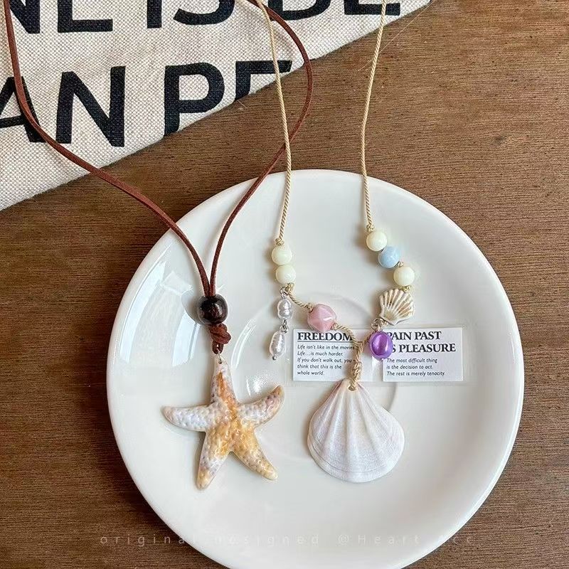 韩系度假风贝壳项链女轻奢小众高级感编织锁骨链时尚清新百搭颈链