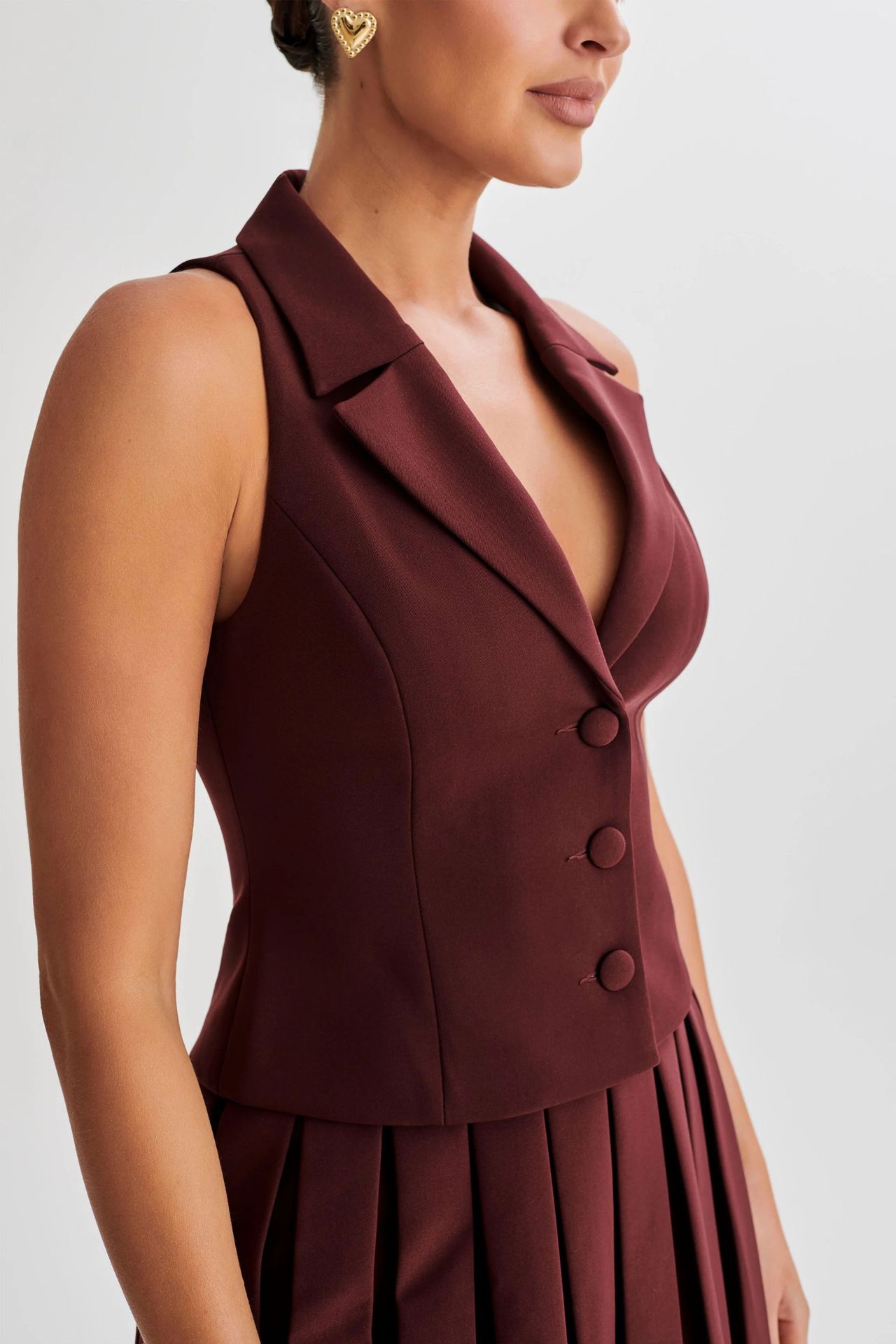 500g Weight Sleeveless Sleeve Length Polyester Fabric Type Skirt Co-ord Set Sets Type 2 Pieces Set Quantity Daily Occasion V Neck Neckline Slim Fit Type Solid Color Pattern Summer Season Women's Gender Pleated Design Casual, Elegant Style Daily Women's Casual Elegant Solid Color Polyester Pleated Skirt Co-ord Set Skirt Sets 7