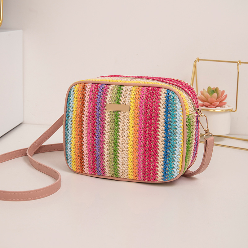 Fábrica directa 2023 nuevo estilo simple de moda de calle de paja bolsa de moda trenzada estilo extranjero de moda mochila de hombro image 1