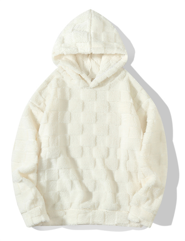 Maglione largo con cappuccio a quadri da uomo, autunno e inverno, casual, di grandi dimensioni_voghion.com