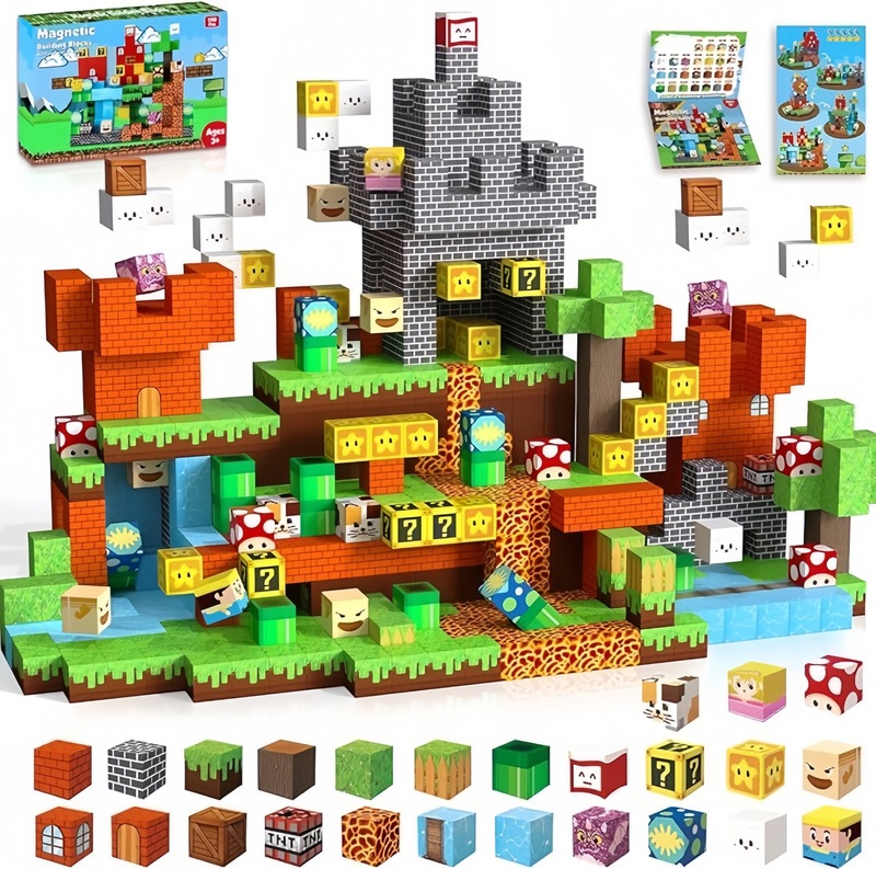 国境を越えたアマゾンマグネチックビル磁気ブロック積み木DIY知育玩具3d立体組み合わせ|undefined