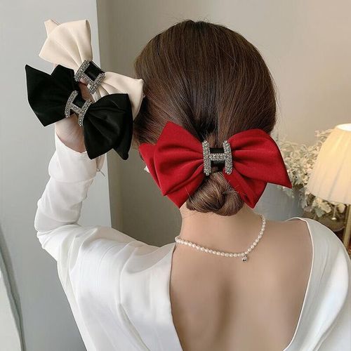 High quality big bowknot hairpin diamond letter H  hairpin diamond-encrusted hair super horsetail top female