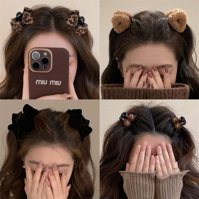 Leopard Print Side Bangs Small Claw Clip Bow Hairpin for Girls 2026 New Style High-End Autumn and Winter Princess Hair Accessory