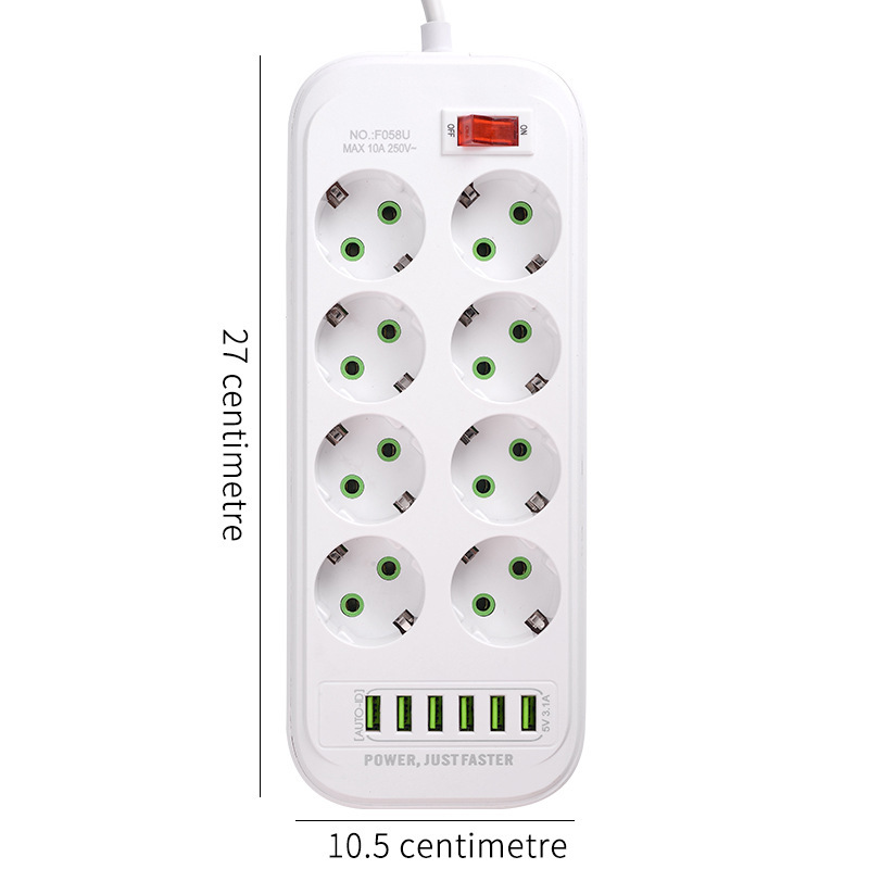 Caja de regalo 4USB 2TYPE-C carga de estilo europeo enchufe de línea de socket estándar europeo