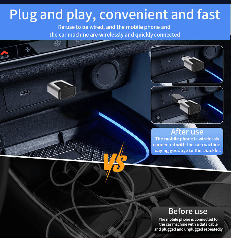 Mini USB Wireless Carplay Smart Car Box Suitable for iPhone and Android Auto