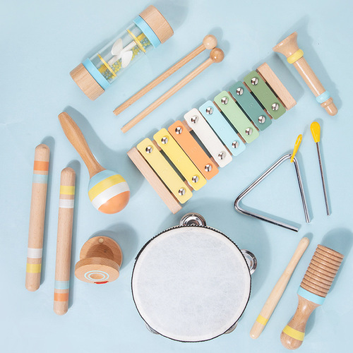 Orff Percussion Instrument Set for Children's Early Education, including eight-tone xylophone, rattle, shaker, castanets, musical toys
