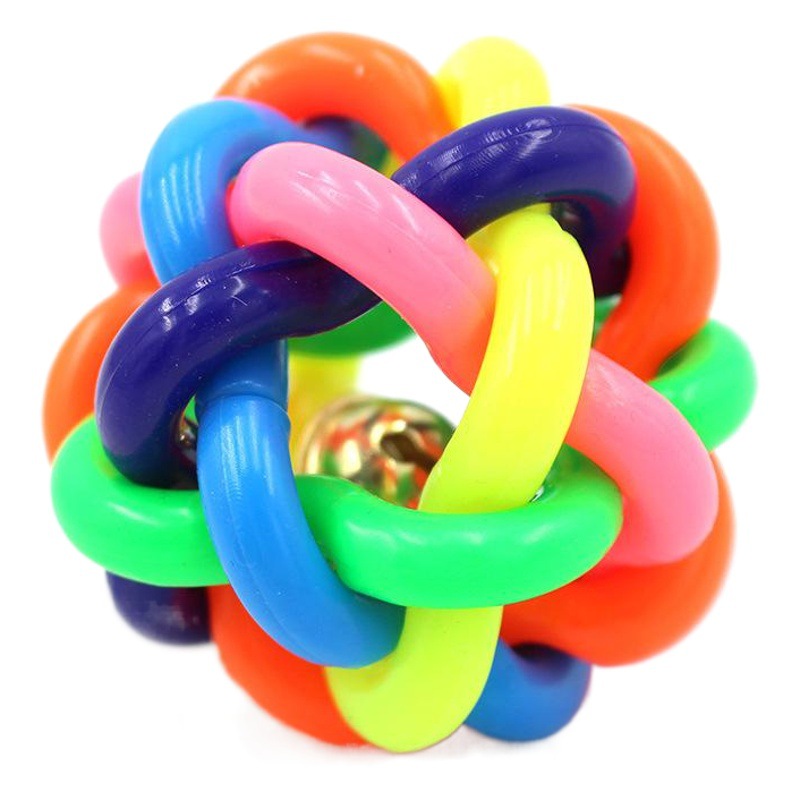 Perro mascota juguete colorido tejido campana bola perro campana grande y mediano pequeño tamaño sonando juguete