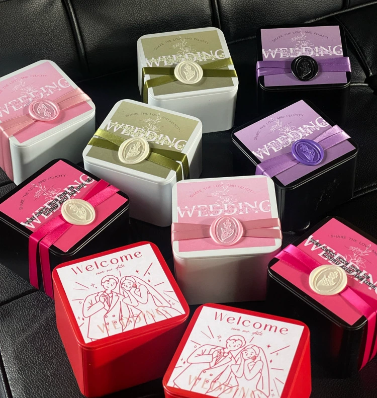 Engagement wedding favor box 2024 new tin box wedding premium feel engagement table candy gift box