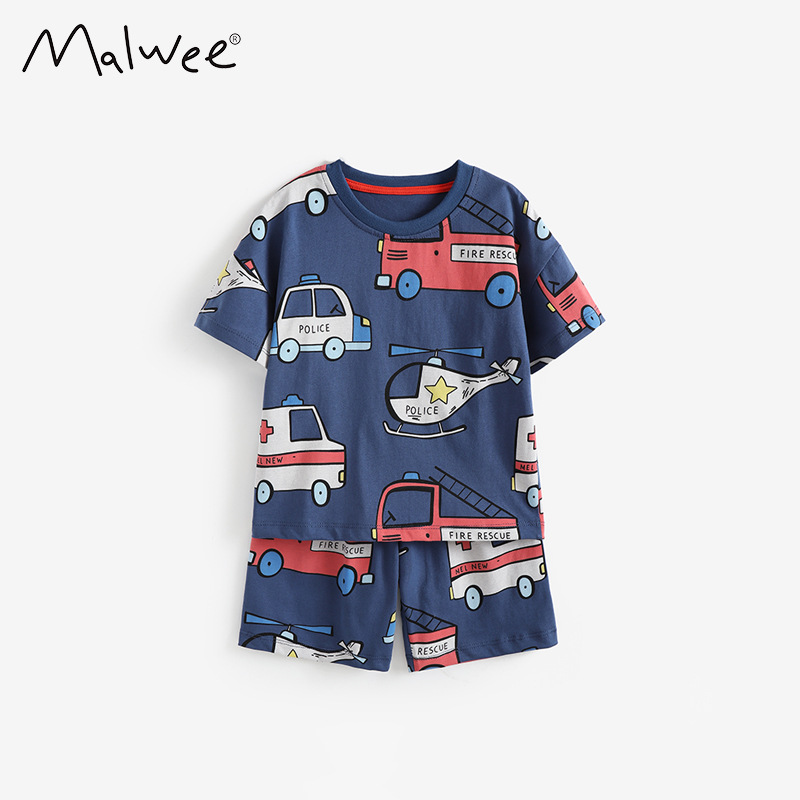 Malwee transfronterizo ropa de verano para niños nuevos niños europeos y americanos cuello redondo manga corta guapo niño casual dos piezas
