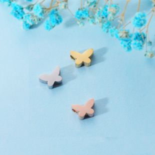 Cross-border New in stock Mirror Stainless Steel Small Hole Bead Accessories DIY Creative Butterfly Shape Pendant Pendant