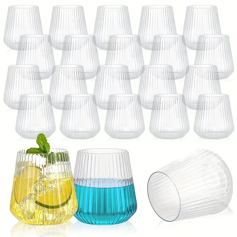 12oz Drink Supplies Plastic Transparent Stripe Wine Glass Reusable Champagne Glass Cocktail Glass 12oz Drink Supplies Plastic Transparent Stripe Wine Glass Reusable Champagne Glass Cocktail Glass