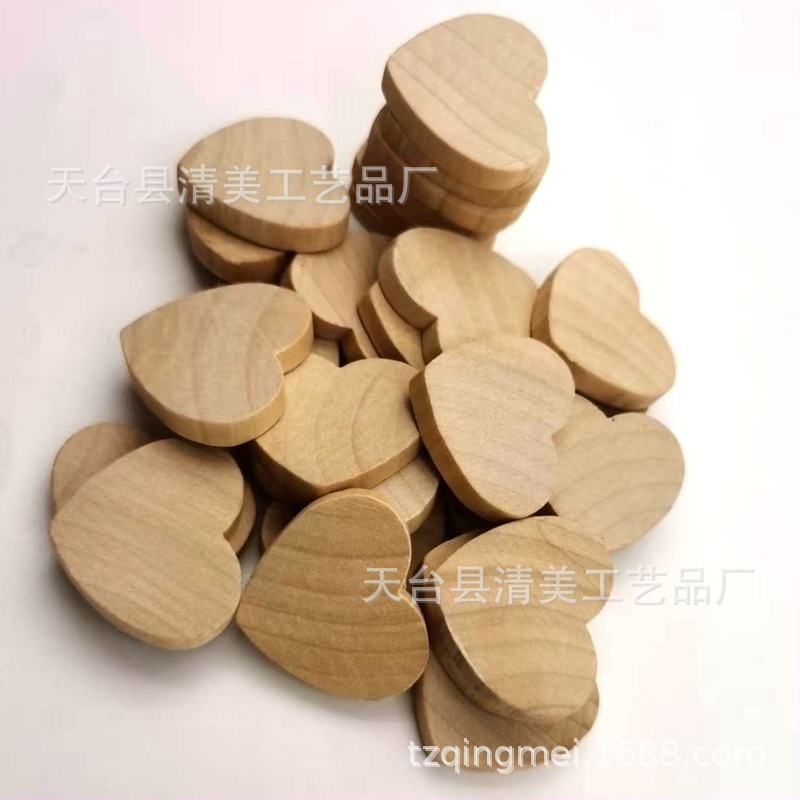 32*35mm botón de madera de amor 6mm grueso madera en forma de corazón de melocotón de madera maciza pieza de madera