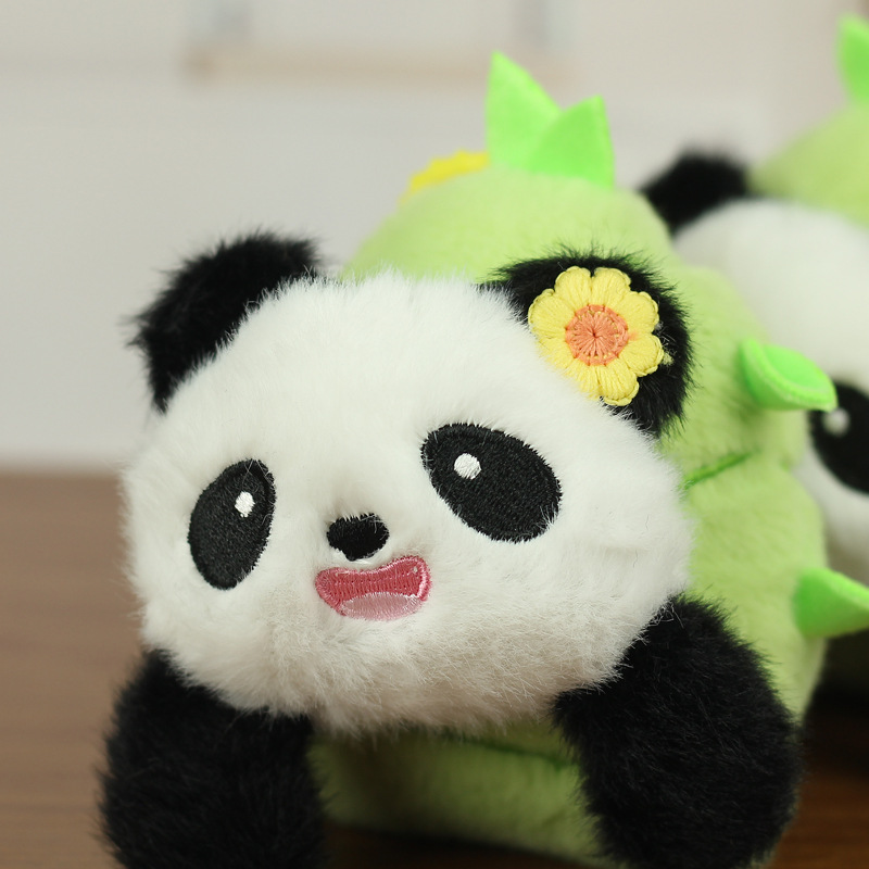 Red popularidad adorable brotes de bambú pequeño panda colgante juguetes de peluche muñeca bolsos colgantes llaveros muñecas de tela