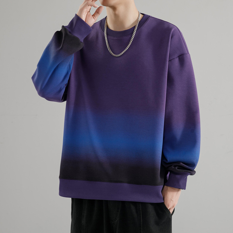 Men's Clothing Gradient color round neck sweatshirt _voghion.com