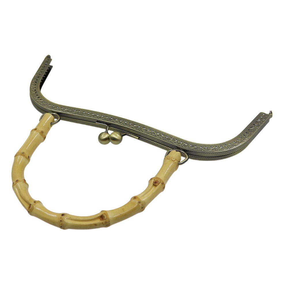 27CM cintura cóncava en forma de M mango de bambú real boca estenopeica dorada bambú natural mano mano mano mano boca bronce dorado