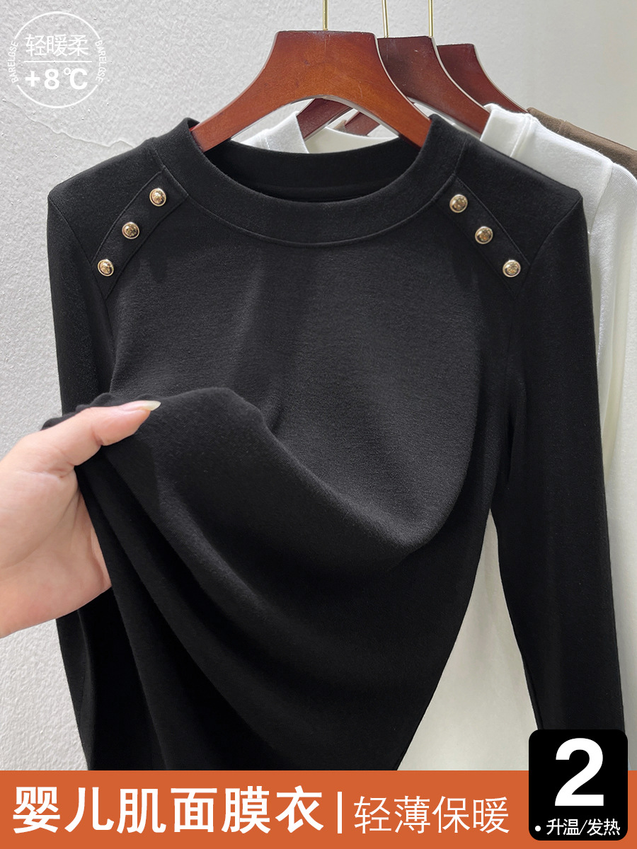 Camiseta de mujer con diseño de botones y imitación de cachemira, cuello redondo, para verano, estilo 2026, camiseta ajustada para mujer, top de verano para mujer.