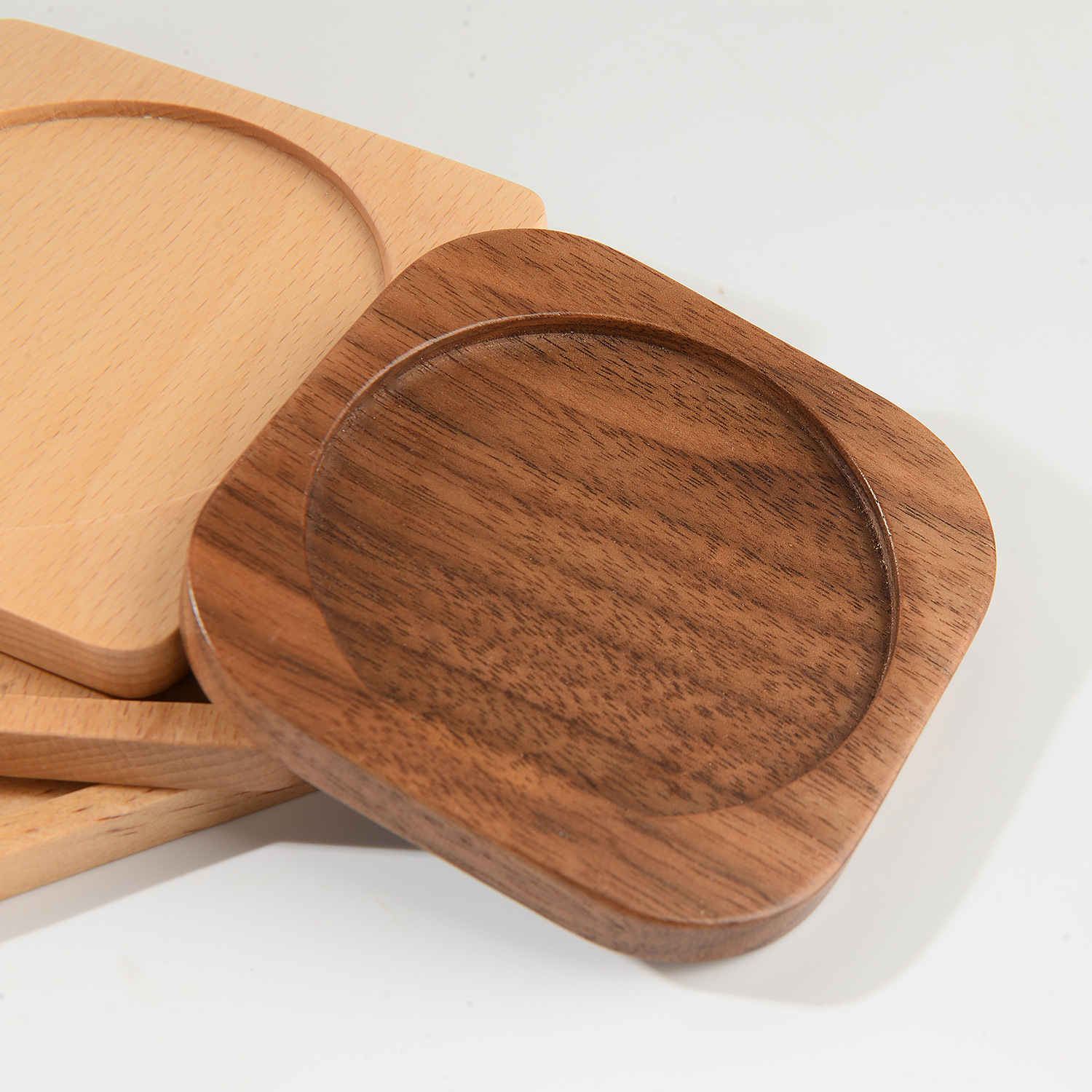 Redondo cuadrado de madera pinza de hilo inferior embrión diy manuales esmalte cojín de taza creativo simple aislamiento térmico cojín de taza