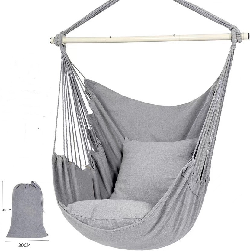 Silla de suspensión de hierro triple plegable + 2 almohadas + bolsa de almacenamiento
