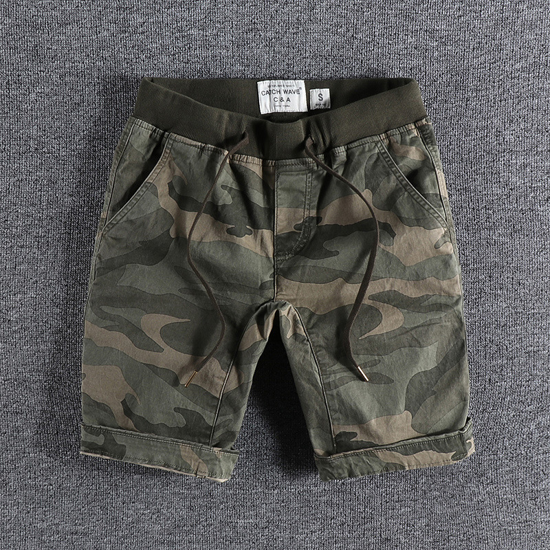 Camouflage Large Size Elastic Waist Camouflage Five-Point Pants Beach Pants Men's Sports Fitness Running Sports Shorts Camouflage Pants