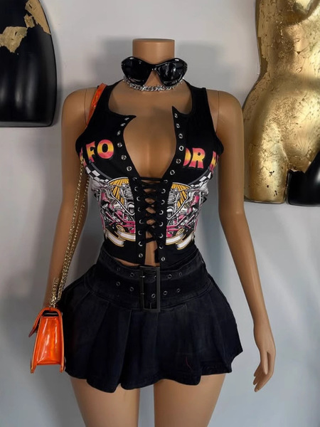 1386 Sexy Tie-Front Bralette Sexy Tie-Front T-shirt Tank Top