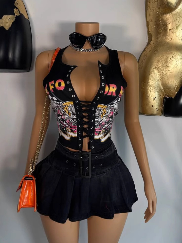 1386 Sexy Tie-Front Bralette Sexy Tie-Front T-shirt Tank Top