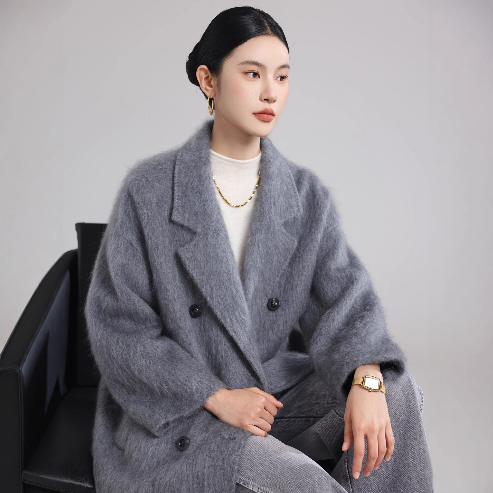 Loose New Style High-End Suit Lining 2025 New Mid-Length Thickened Warm Brushed Wool Coat Jacket