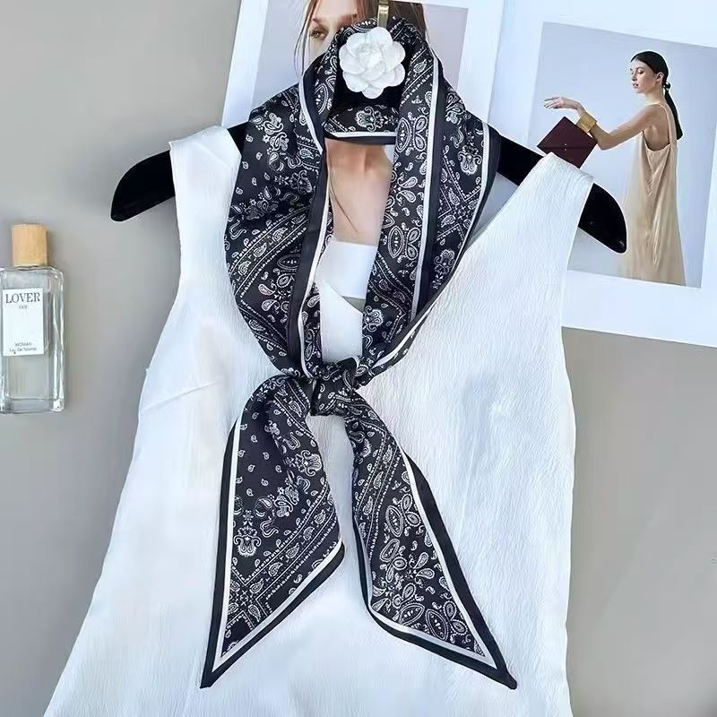 ロングシルクスカーフ、ファッショナブルなリボン、春と秋のプリント装飾シャツ、スーツ、スカーフ、ヘッドバンド|undefined