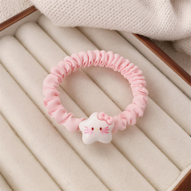 Nuevas lindas estrellas gatos anillo de cabello dulce niña intestino delgado anillo cuerda de cabeza de arco universal correa de cuero adornos de cabello