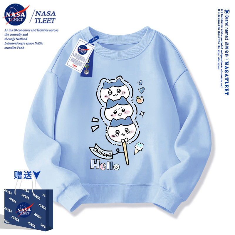 Nasa Co-Branded Cartoon Anime Cute Loose Sweatshirt Spring and Autumn New Versatile Tops for Boys and Girls Trendy Children's Clothing