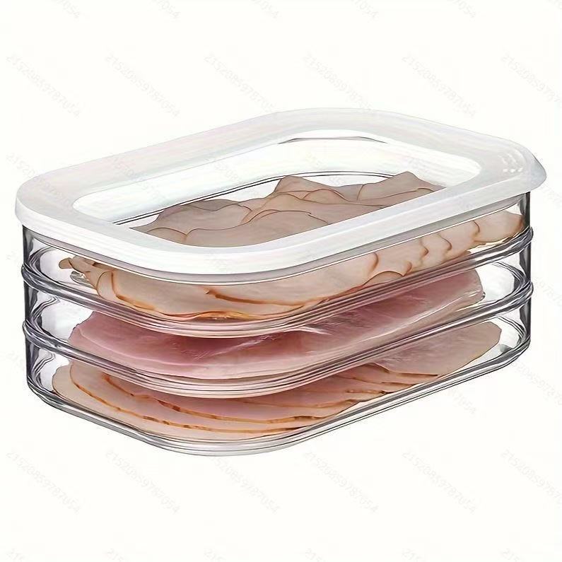 Caja sellada para tocino, superventas transfronteriza, caja de conservación de alimentos para refrigerador, caja de almacenamiento de plástico, caja transparente para carne congelada