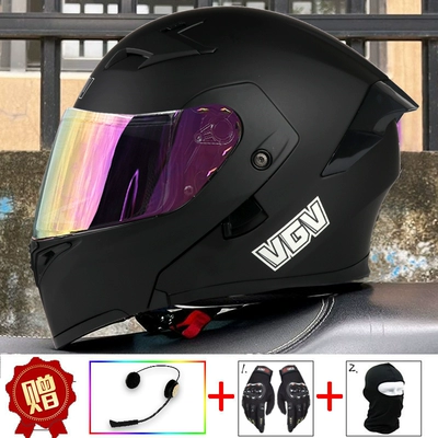 VGV3C certification motorcycle reveal helmet, Motosiklet dəbilqələri - m-matt-black-built-in-bluetooth-red-gold-plated-mirror-free-gloves-headgear-anti-fog-sticker