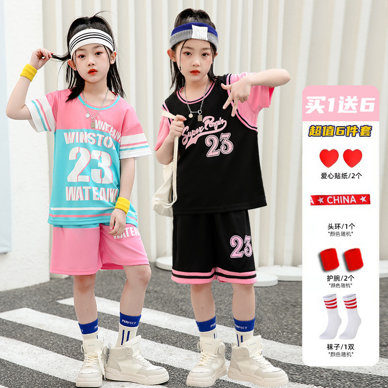 Girls Jersey Sports Suit Summer Wear 2025 New Short-Sleeved Shorts Kidsren's Summer Girls Quick-Drying Basketball Uniform Trendy