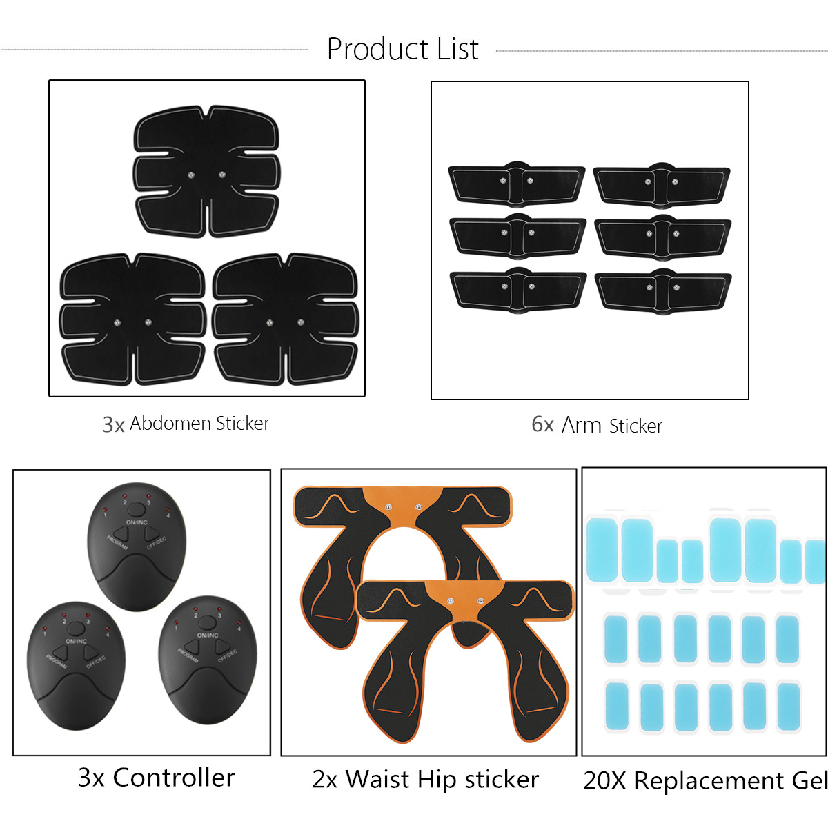 Три наклейки плюс обтеканный гель для наклейки на бедре