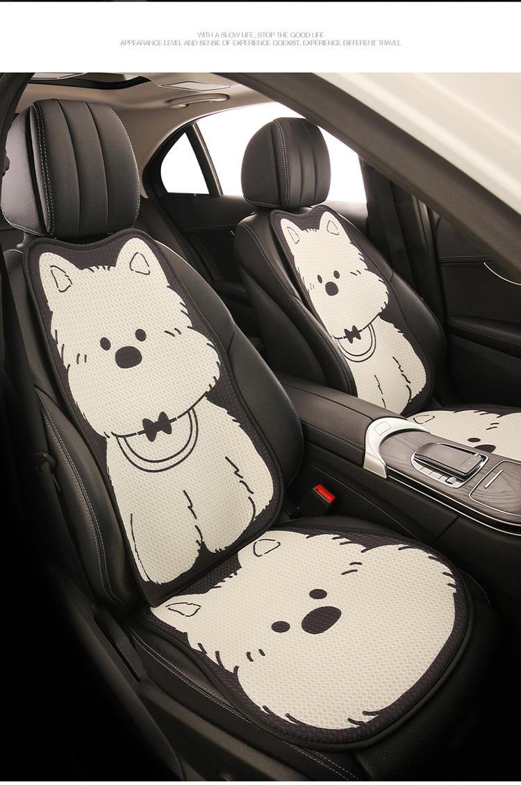 Car Seat Cushion, Breathable for Summer, Suitable for All Seasons, Black and White West Highland Women's Seat Cushion, Cute Seat Cover with a High-End Feel
