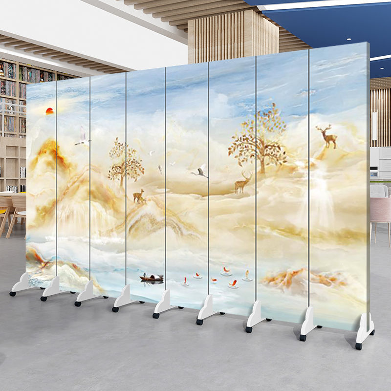 中国風の風景画スクリーンパーティションリビングルームオフィスエントリーベッドルーム折りたたみモバイルシンプルモダンなティールームブロック|undefined