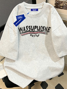 Wassup Heavyweight Pure Cotton Short-Sleeved T-Shirt Men's Trendy Brand 2025 Summer Loose Casual Couple Wear Half-Sleeved Top