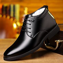 男士棉鞋冬季加绒保暖加厚皮靴厚绒皮毛一体靴子商务软皮高帮皮鞋