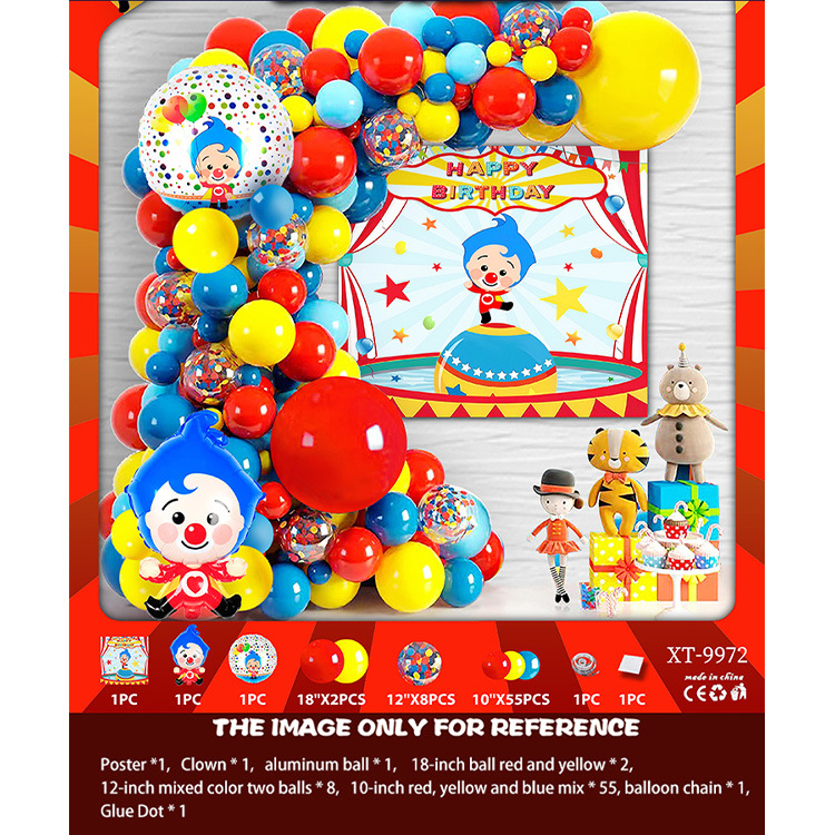 Fiesta de cumpleaños redonda escena diseño decorativo globo traje de juguete para niños globo de aluminio letras y números