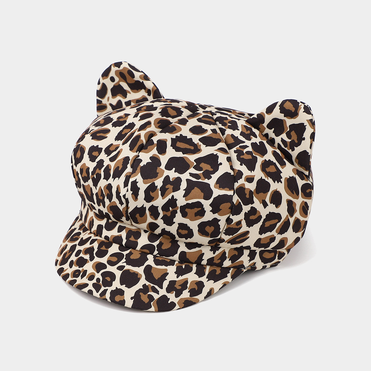 Moda coreana retro orejas de gato sombrero octogonal patrón de animales sombrero lengua de moda primavera y verano sombrero pintor al aire libre