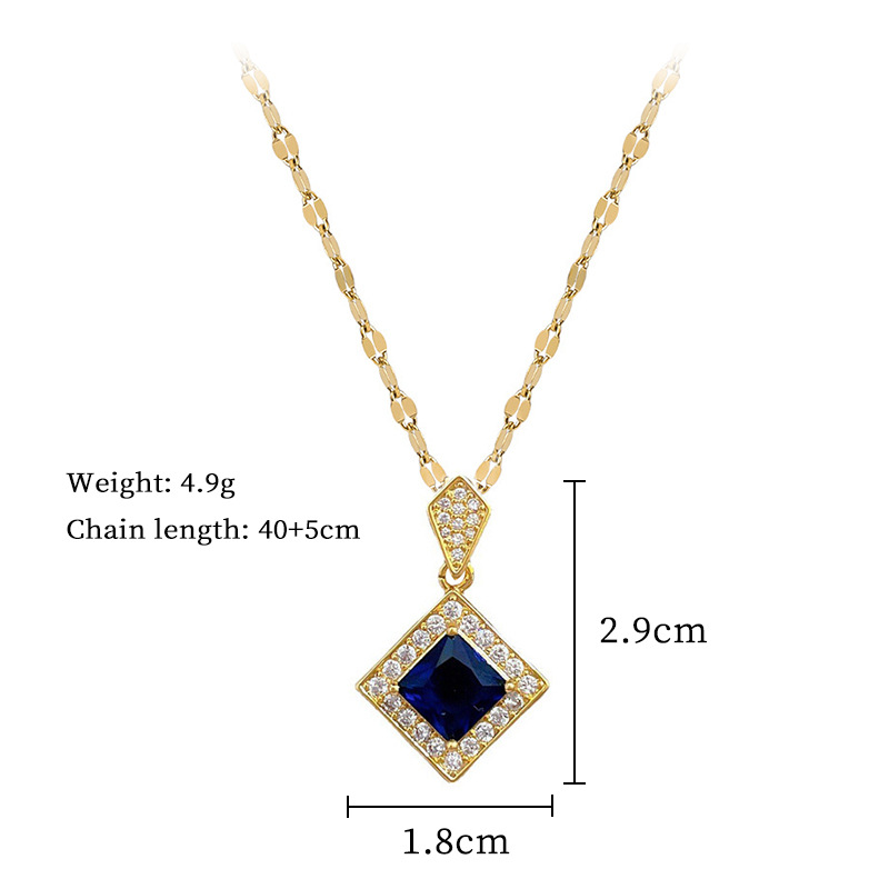 【钛钢】微镶项链耳环套装轻奢菱形吊坠个性气质宴会耳饰项饰组合详情17