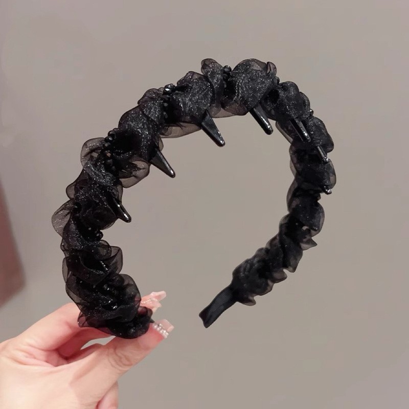 复古黑色格纹头饰发箍高级感轻奢头箍高颅顶带齿女洗脸专用防滑|undefined