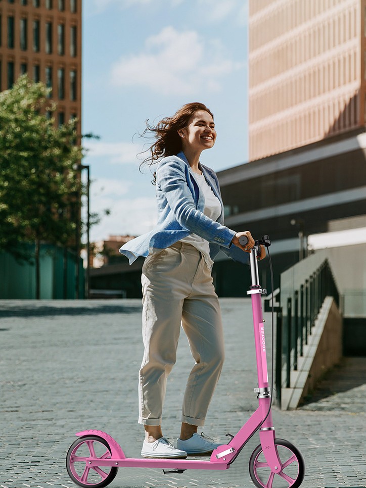 Scooter para adultos, rueda grande, dos ruedas, dos ruedas, ciudad plegable, freno de mano para adultos, transporte