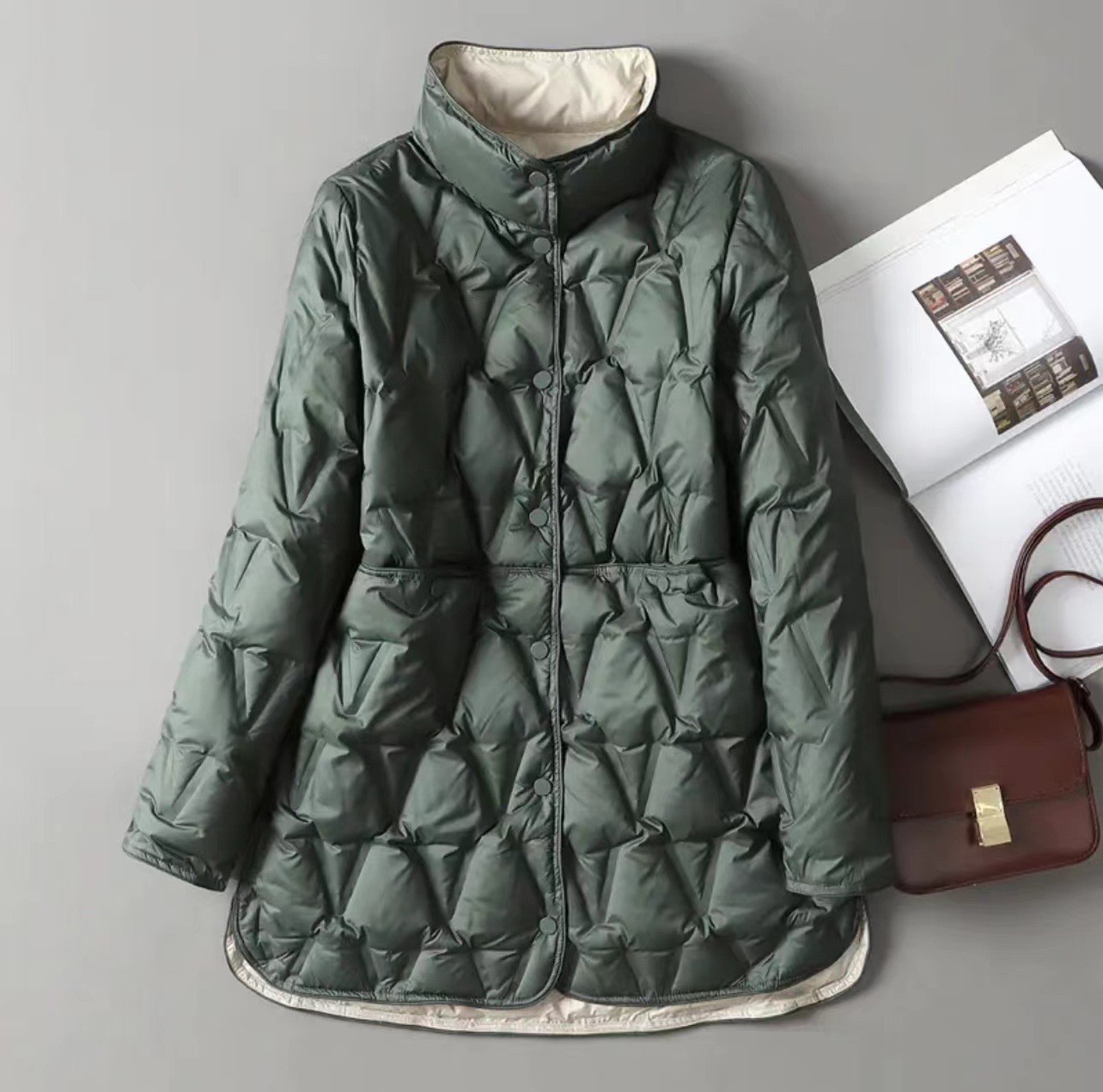 Cross-border winter lightweight down jacket for women 2026 new model, mid-length, plus size, 100kg double-sided wear, thin style, AliExpress
