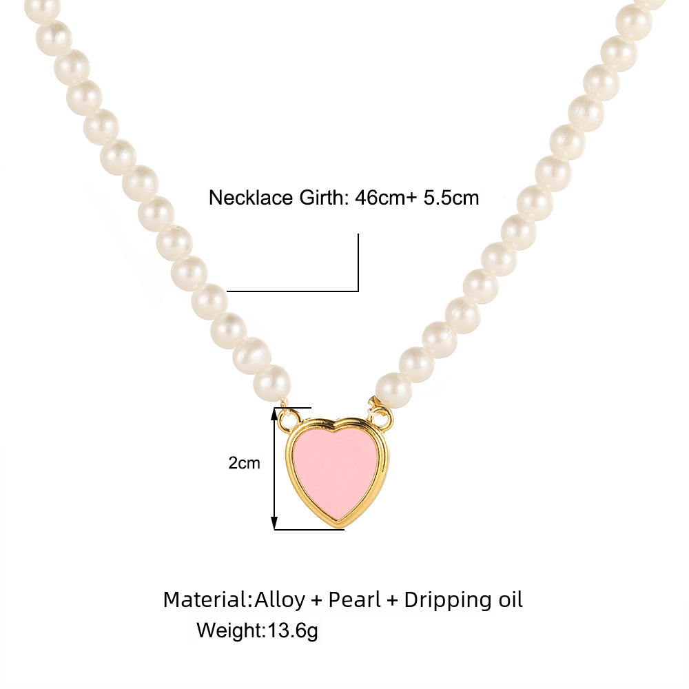 new simple clavicle chain women's high-end luxury Baroque Pearl love pendant necklace_voghion.com