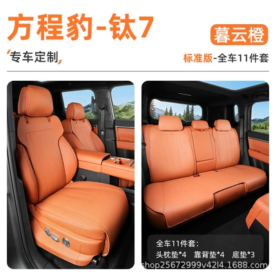 All-Season Universal Titanium Seven-Seat Cushion – Seat cushion, seat cover - muyun-orange-11-piece-set-full-car-bottom-cushion-back-cushion-headrest-cushion-equation-leopard-titanium-7