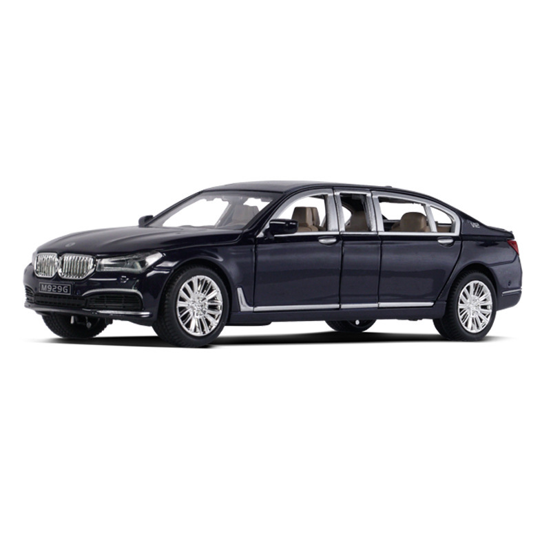 Modelo de coche de aleación XLG 1:24 Baoma 760Li coche largo de retroceso con sonido y luz juguete modelo de coche accesorios