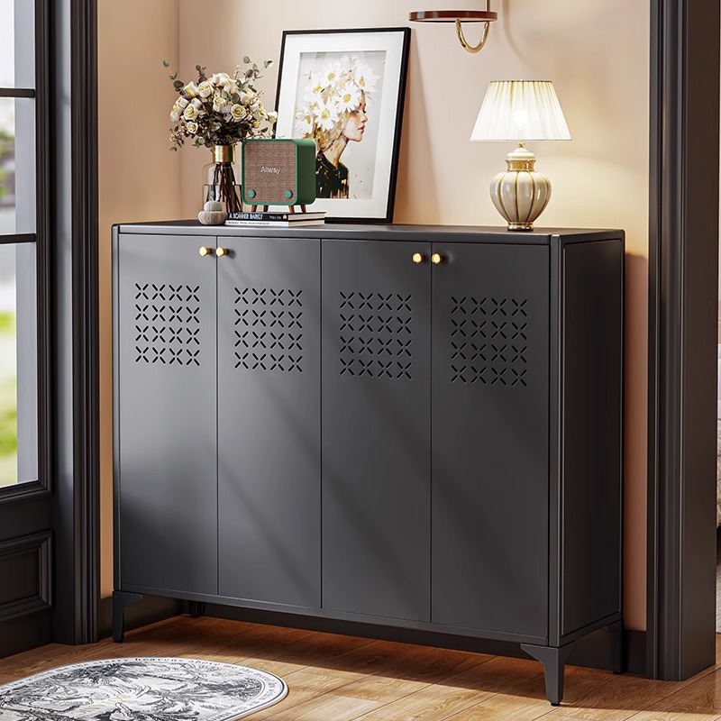 Gabinete de zapatos transpirable para el hogar, gabinete de almacenamiento de pasillo de entrada, estante de zapatos de acero a prueba de polvo de gran capacidad, gabinete de almacenamiento multicapa