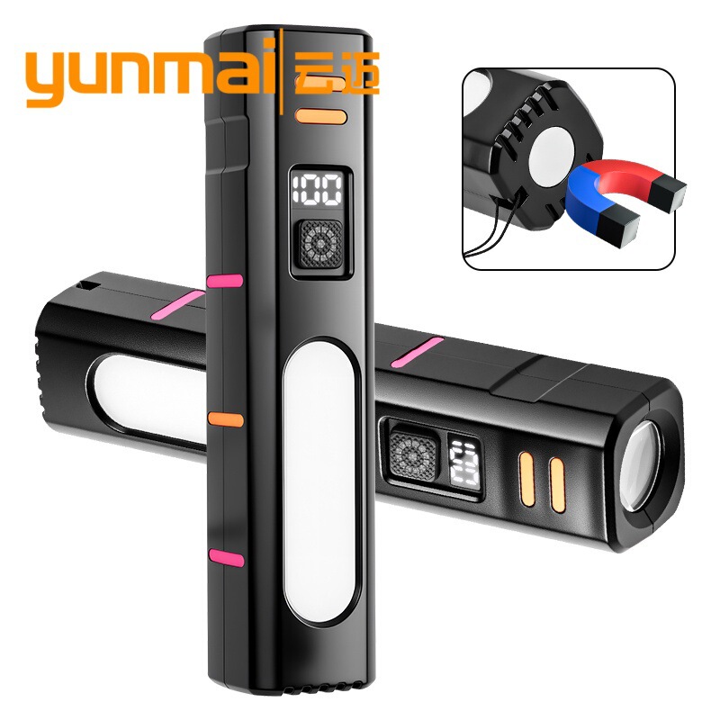 Cross-Border Xhp50 Strong Light Flashlight with Red and Blue Warning Lights, Led Side Light, Type-C Charging, Fluorescent Strip, Outdoor Light Cross-Border Xhp50 Strong Light Flashlight with Red and Blue Warning Lights, Led Side Light, Type-C Charging, Fluorescent Strip, Outdoor Light
