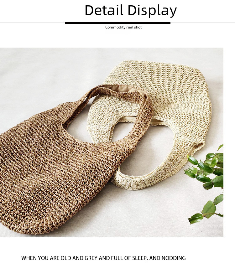 Women's Woven Shoulder Bag, Handmade Straw Beach Handbag_voghion.com