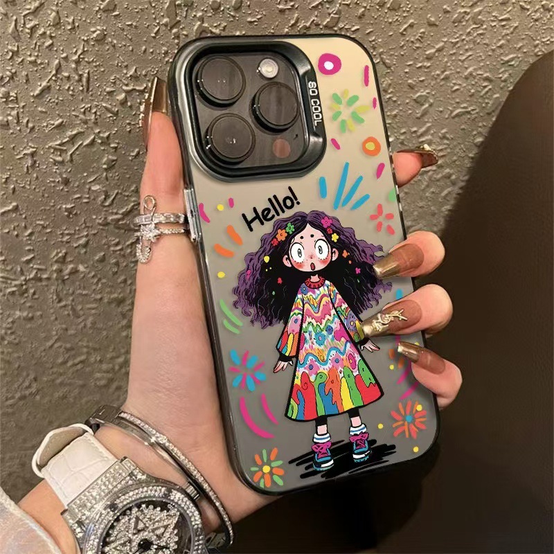 Nueva chica rizada para iPhone 16 funda para teléfono móvil Apple 15promax/14 anti-caída 13pro12 chica